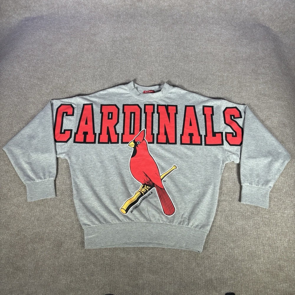 Mitchell & Ness Sweatshirt Womens S Crewneck Gray Large Spellout Lightweight MLB